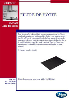 Image sur Filtre charbon pour hotte  AKR431 ou AKR804 - AMC022
