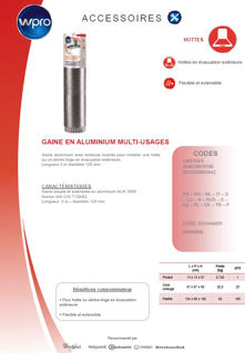 Image sur Gaine de hotte aluminium 3 m - diam 125 mm- CHT315/1